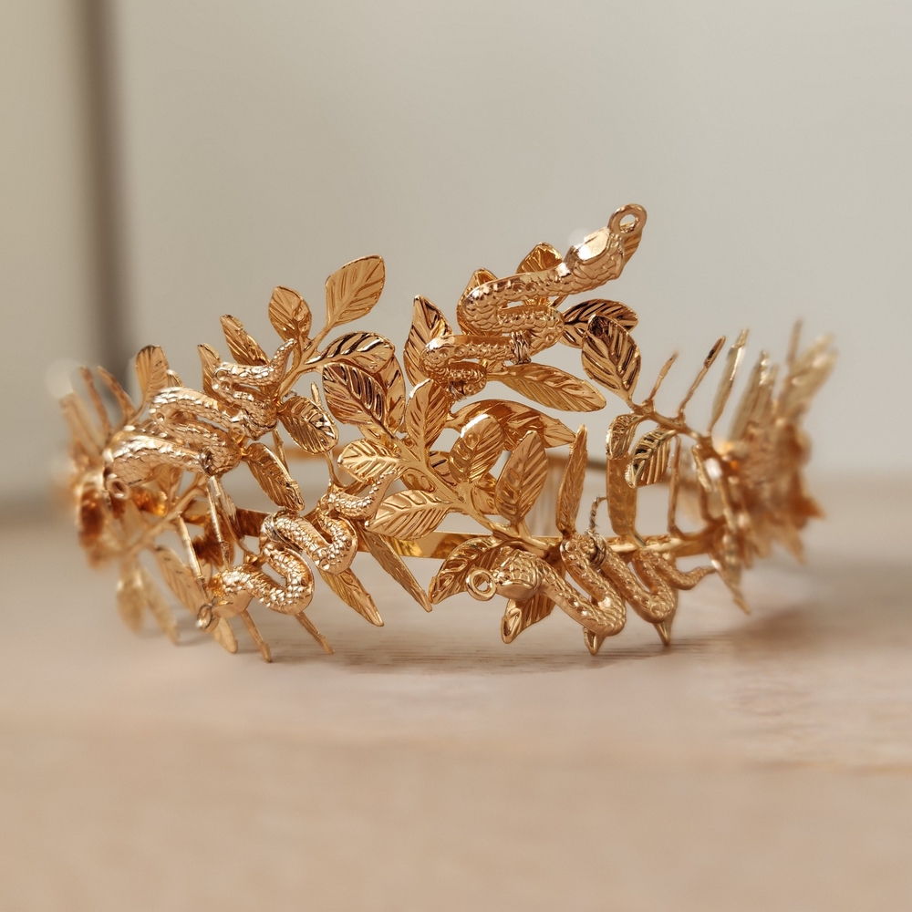 Gold Leaf Serpant Design Headdress Crown Like NEW